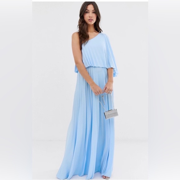 ASOS Dresses & Skirts - ASOS DESIGN one shoulder pleated maxi dress. Light blue.